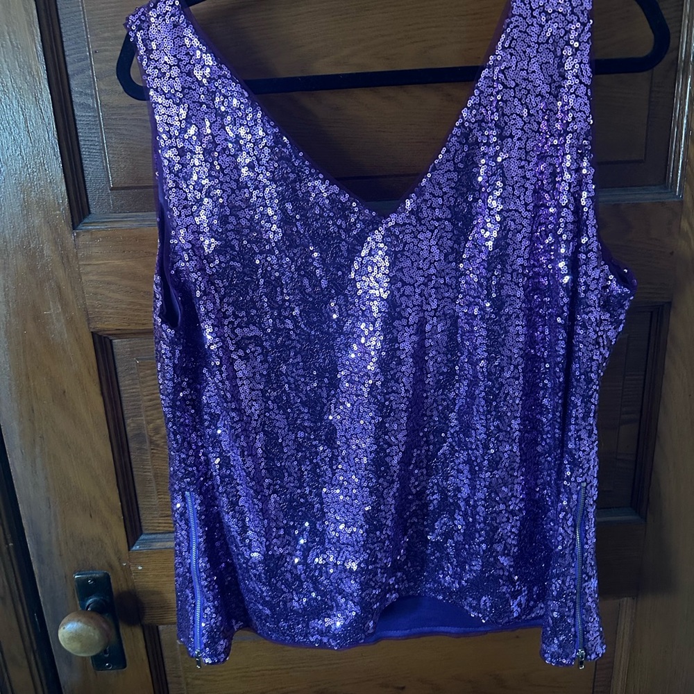 Light purple sequin top with gold zipper